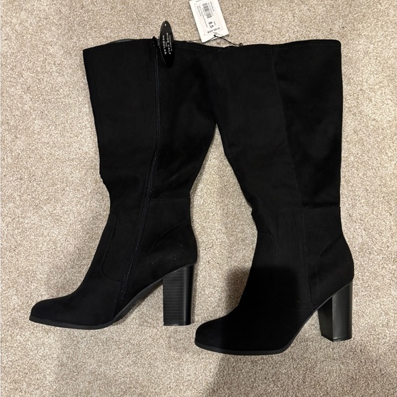 NWT Style & Co. Addyy Black Wide Calf Heeled Boots - Picture 3 of 6